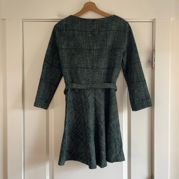 Zara Green Tweed Belted Dress - M - Picture 6 of 6